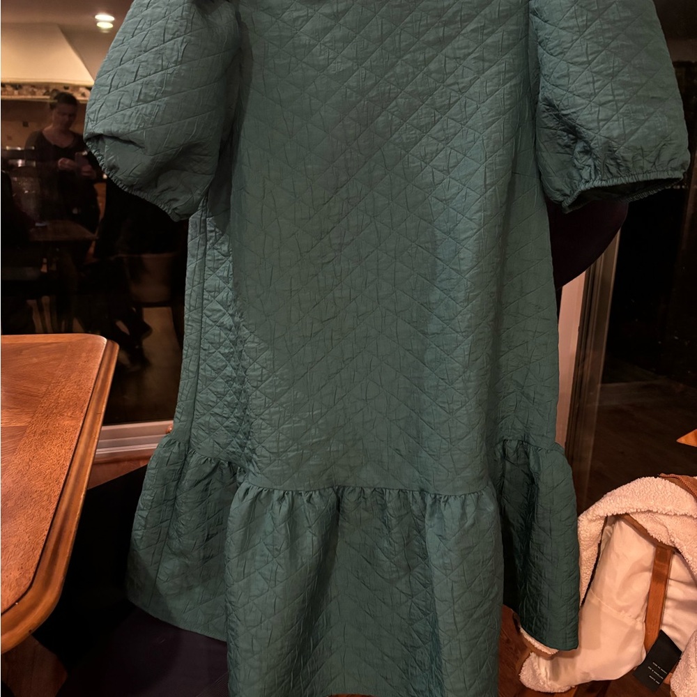 Anthropologie Teal Quilted Dress